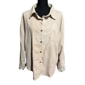 Corduroy Cream Color Oversized Shirt Shacket Women's M Medium